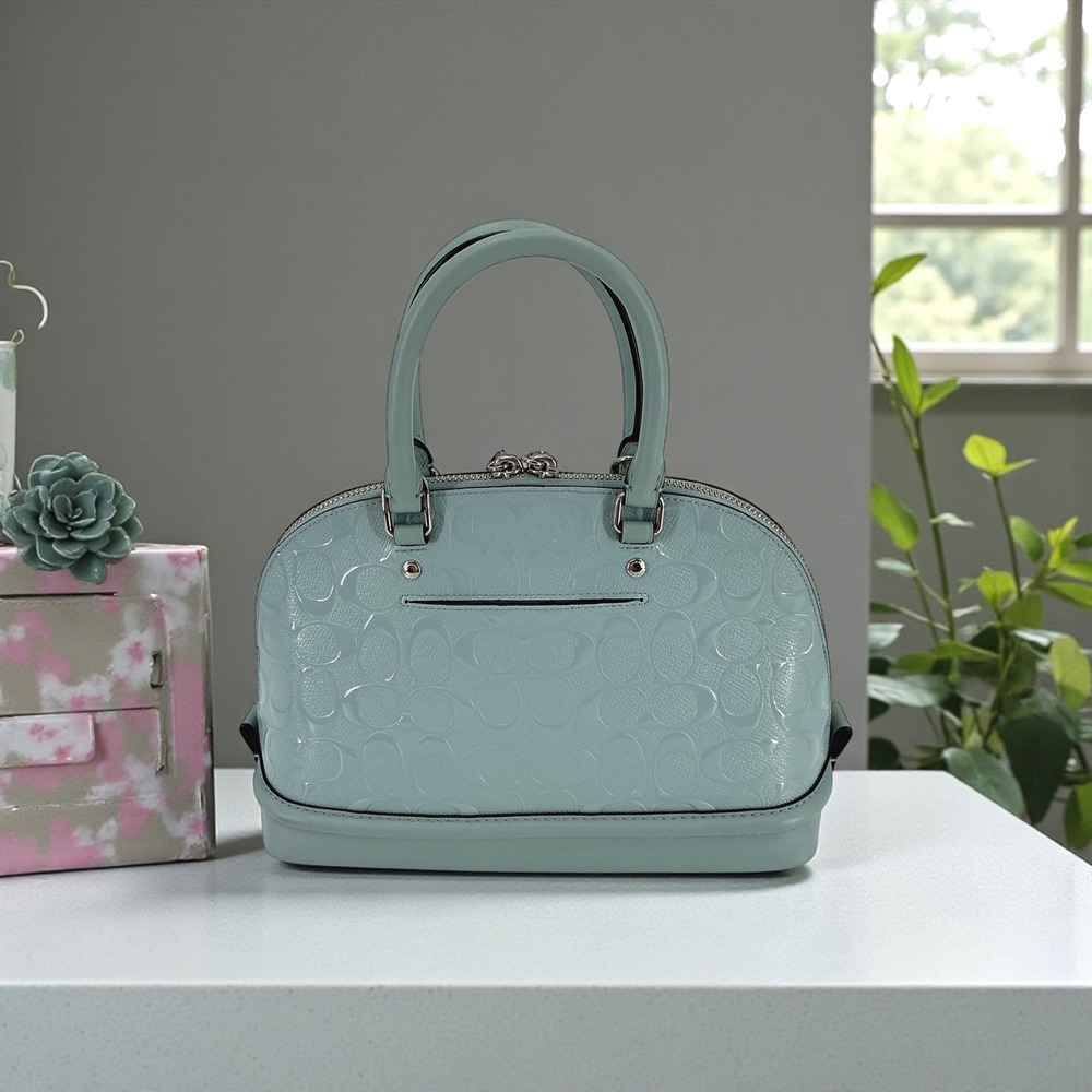 Coach Mini Sierra Satchel F58540 Patent‎ Leather Blue | Crossbody | Authentic - Picture 2 of 12